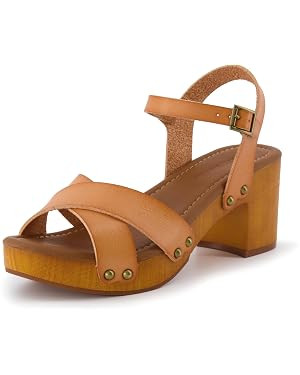CUSHIONAIRE Slate Faux Wooden Heel Sandal, Comfortable Platform Sandals with Chunky Heels for Wom... | Amazon (US)