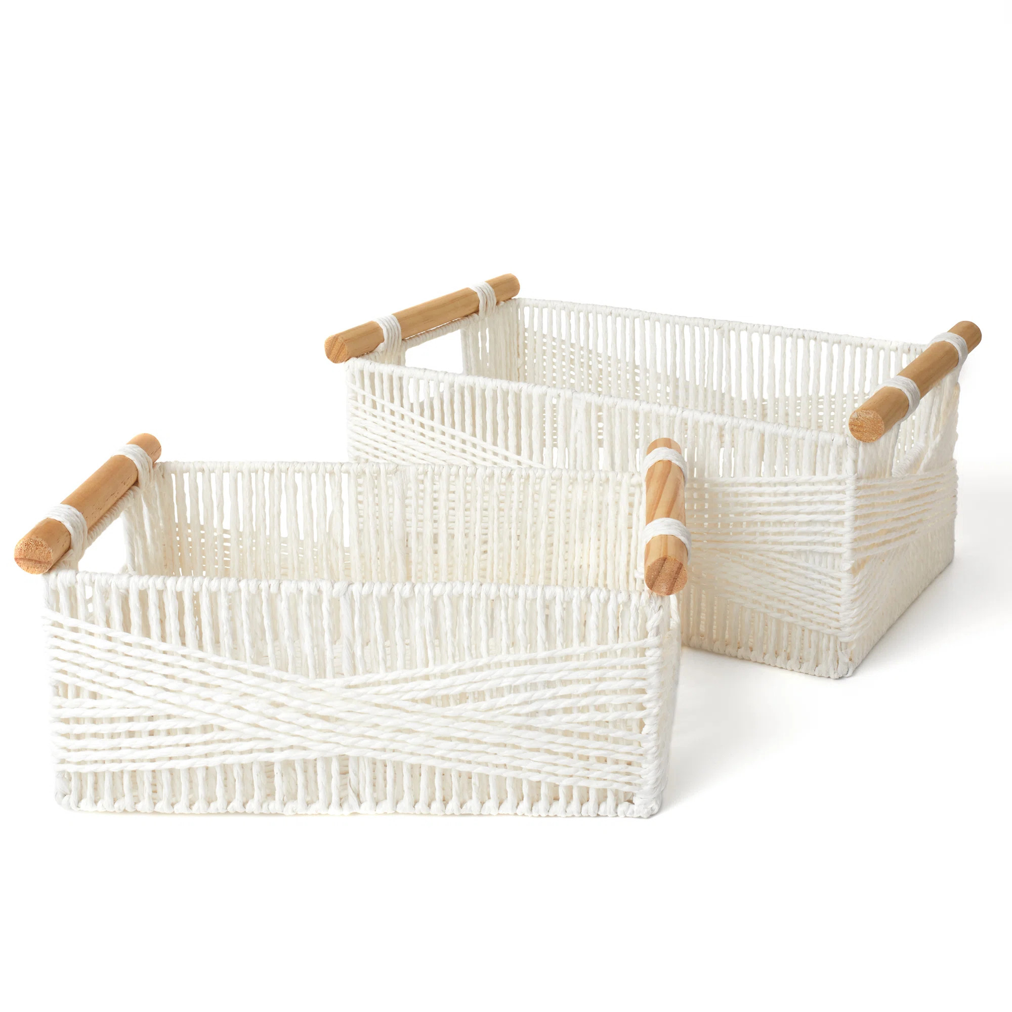 Dakota Fields Paper Rope Basket with Wooden Handles & Reviews | Wayfair | Wayfair North America