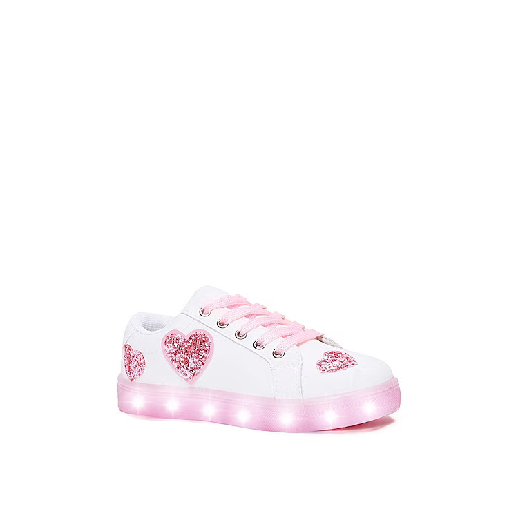 FABKIDS Glitter Heart LightUp Sneaker Kids' | Girl's | White | Size 4 Youth | Sneakers | Lace-Up | DSW