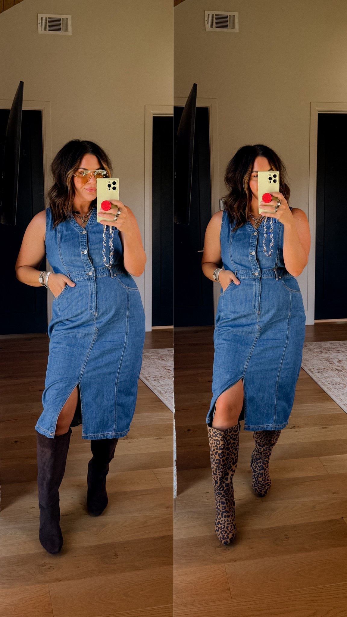 Walmart denim dress: large
Boots: TTS and so chic 


#LTKStyleTip #LTKFindsUnder50 #LTKMidsize