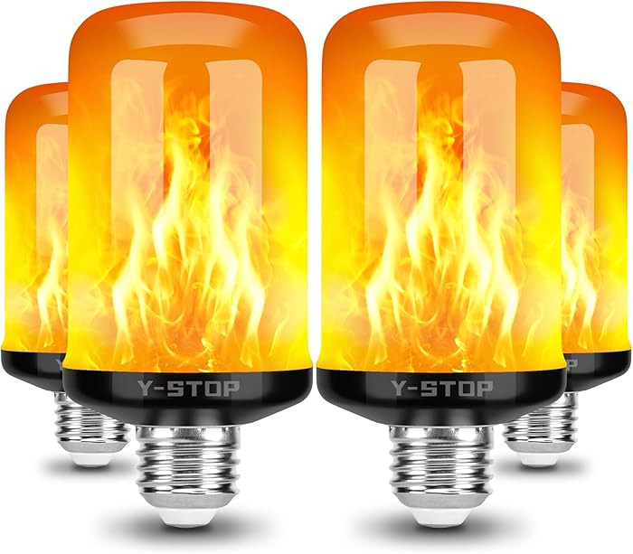 Y- STOP Upgraded LED Flame Light Bulbs, 4 Modes Flickering Light Bulb with Upside Down Effect, E2... | Amazon (US)