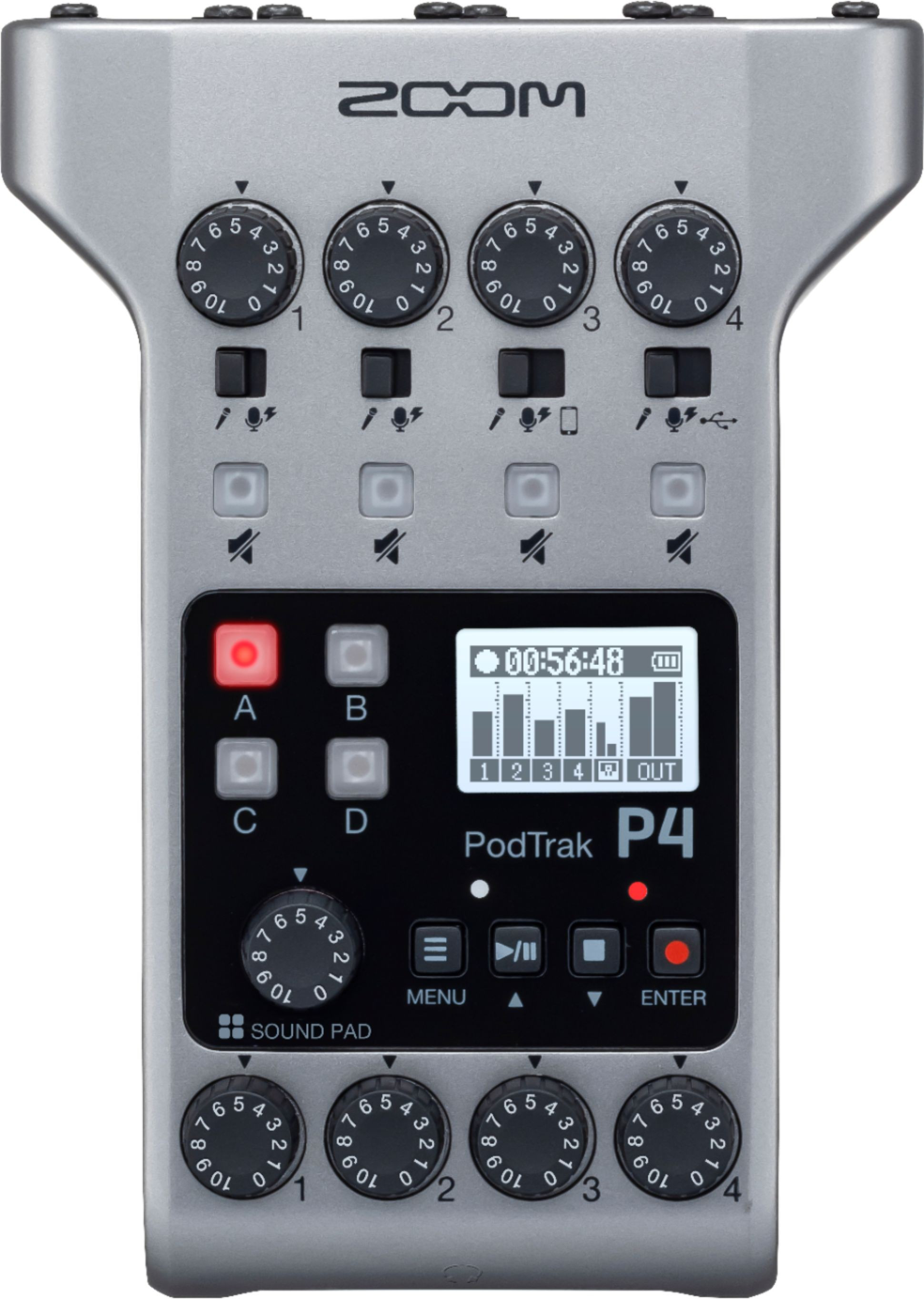 Zoom - PodTrak P4 Podcast Recorder - Gray | Best Buy U.S.