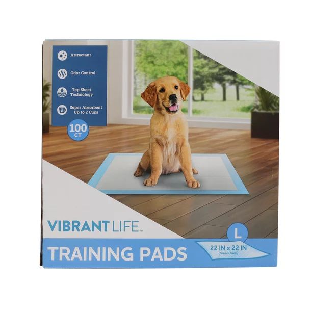 Vibrant Life Training Pads, Large, 22 in x 22 in, 100 Count | Walmart (US)