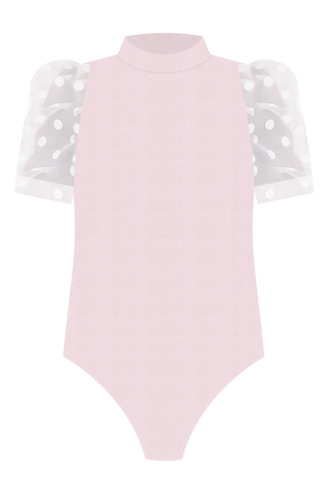 Put You First Pink Mesh Polka Dot Bodysuit | Pink Lily