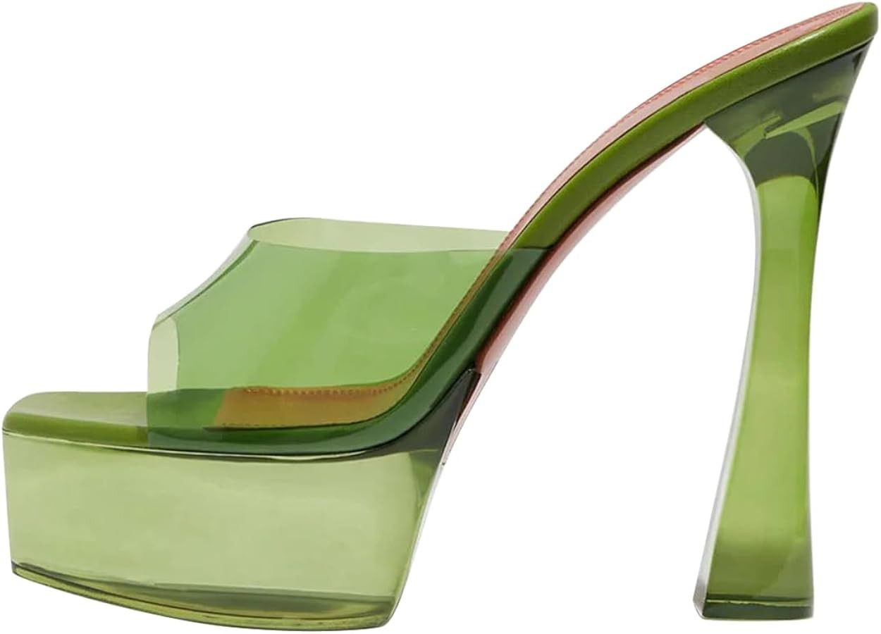 FSJ Women Slip On Platform Heeled Sandals Peep Open Toe Chunky Block High Heels Mules Backless Su... | Amazon (US)