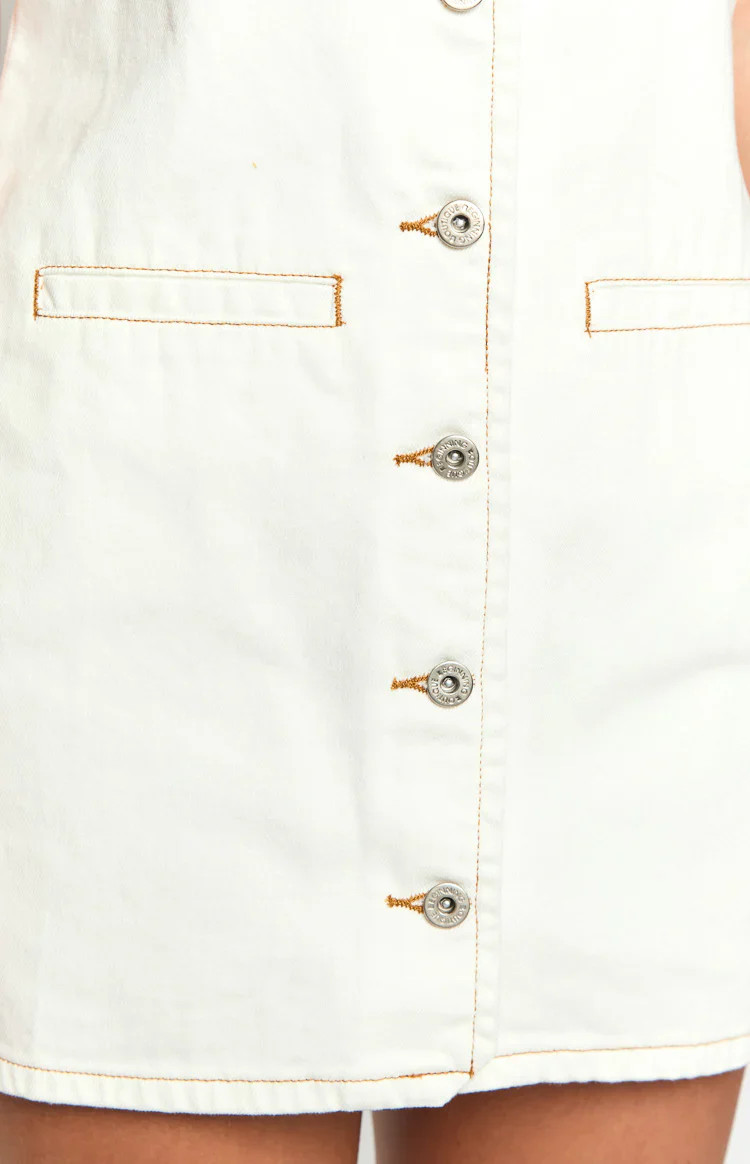 Corbin White Denim Halter Neck Mini Dress | Beginning Boutique (US)