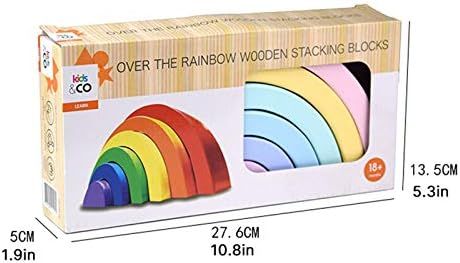 Wenini Wooden Rainbow Stacking Toy Large Nesting Puzzle Blocks Educational Learning Toys/ Creativ... | Amazon (US)