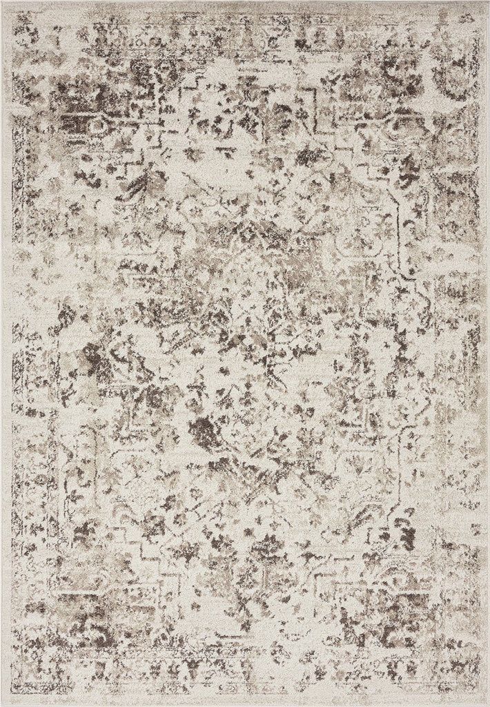 Liliana Cream and Brown Traditional Distressed Floral Rug - Miss Amara | Miss Amara (US)