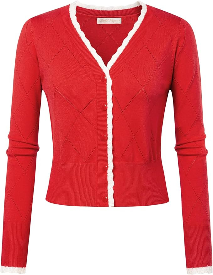 Belle Poque Long Sleeve Cardigan Sweater for Women Cropped Cardigan Shrugs | Amazon (US)