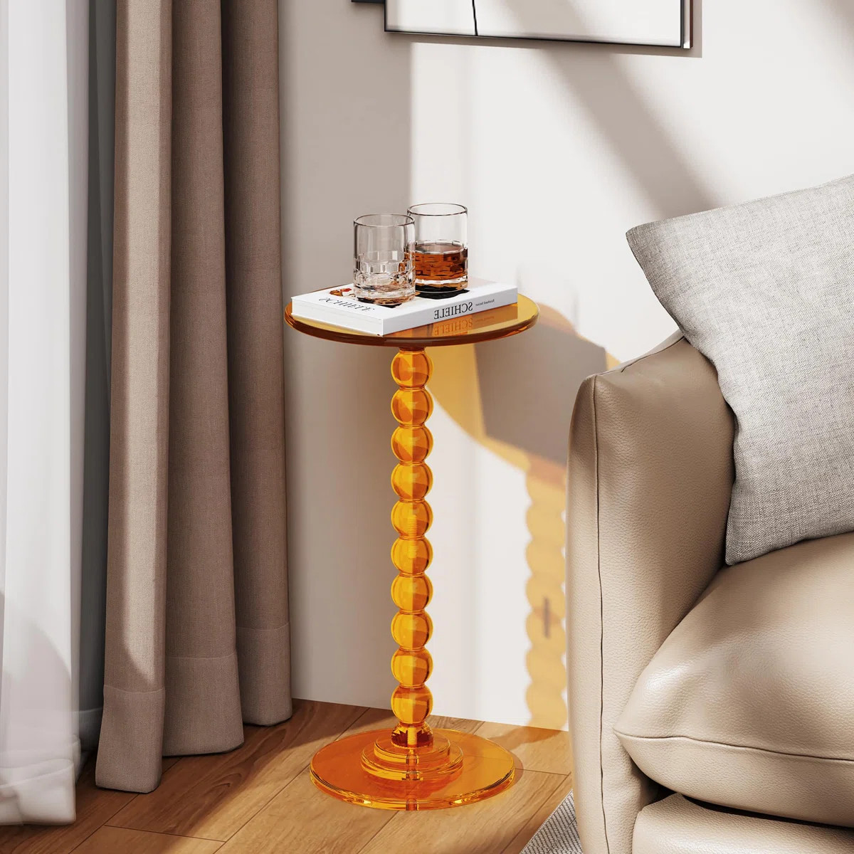 Acrylic Side Table, End Table Round Top With Solid Post For Living Room, Bedroom, Balcony, Easy A... | Wayfair North America