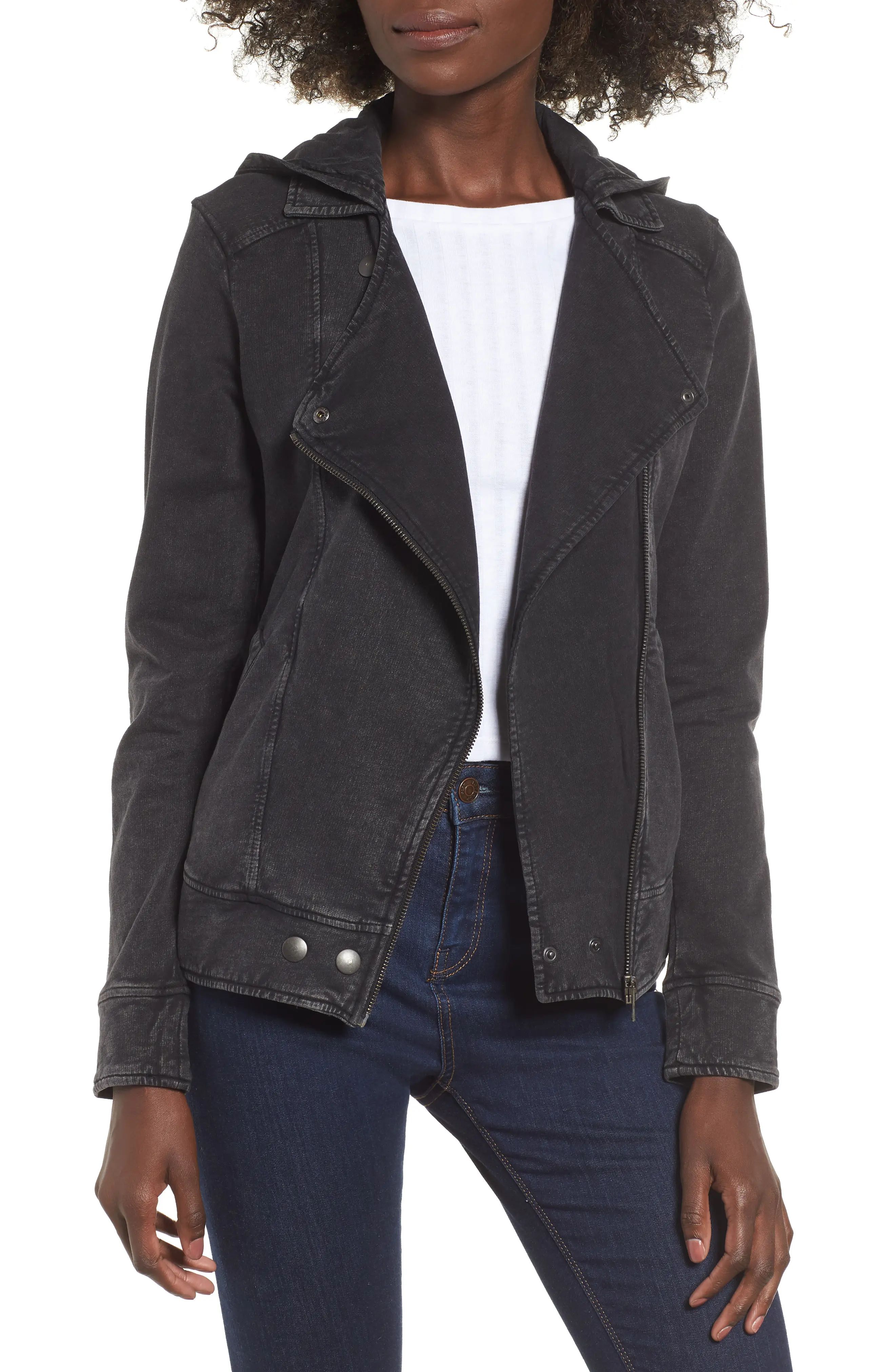 BP. Hooded Knit Moto Jacket (Regular & Plus Size) | Nordstrom