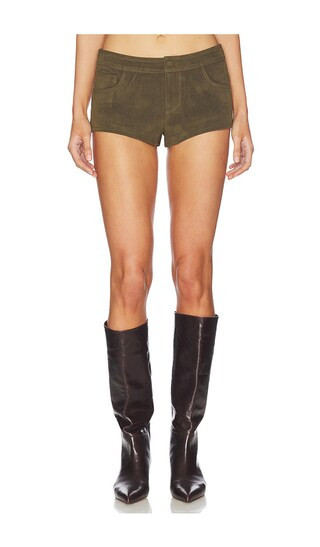 superdown Frannie Faux Suede Short in Olive. - size XS | Revolve Clothing (Global)