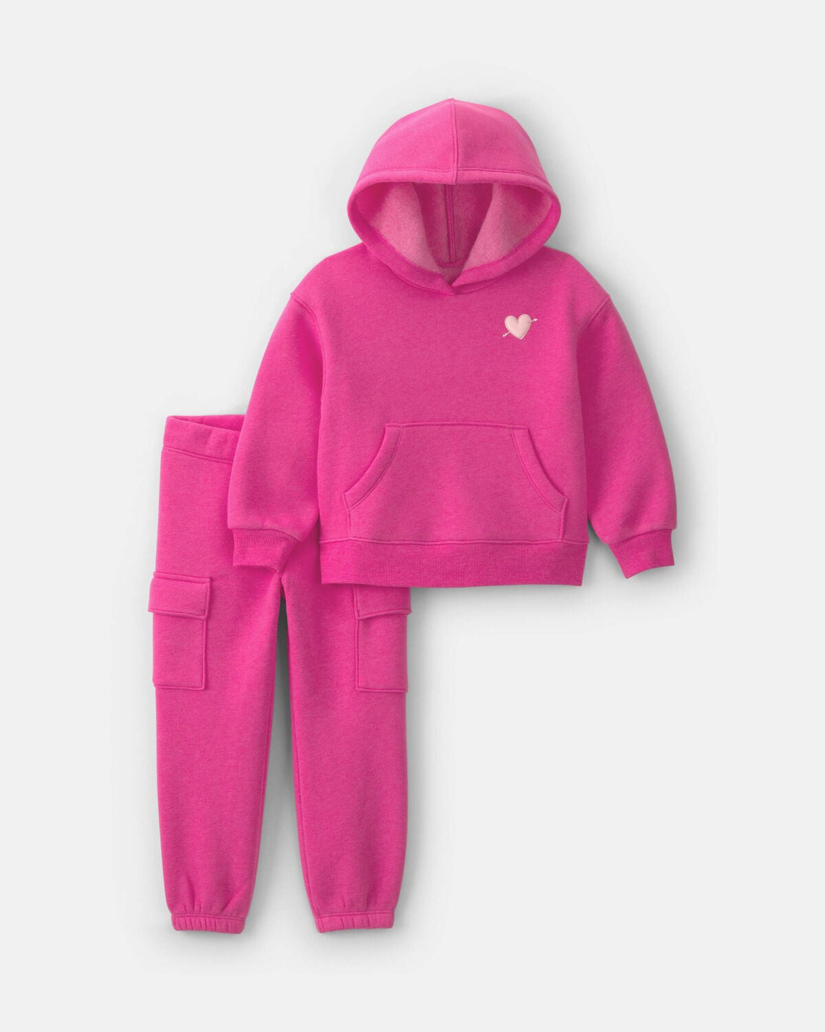 Toddler Girl Heart Fleece Hoodie & Pant Set - Pink | Carter's Inc