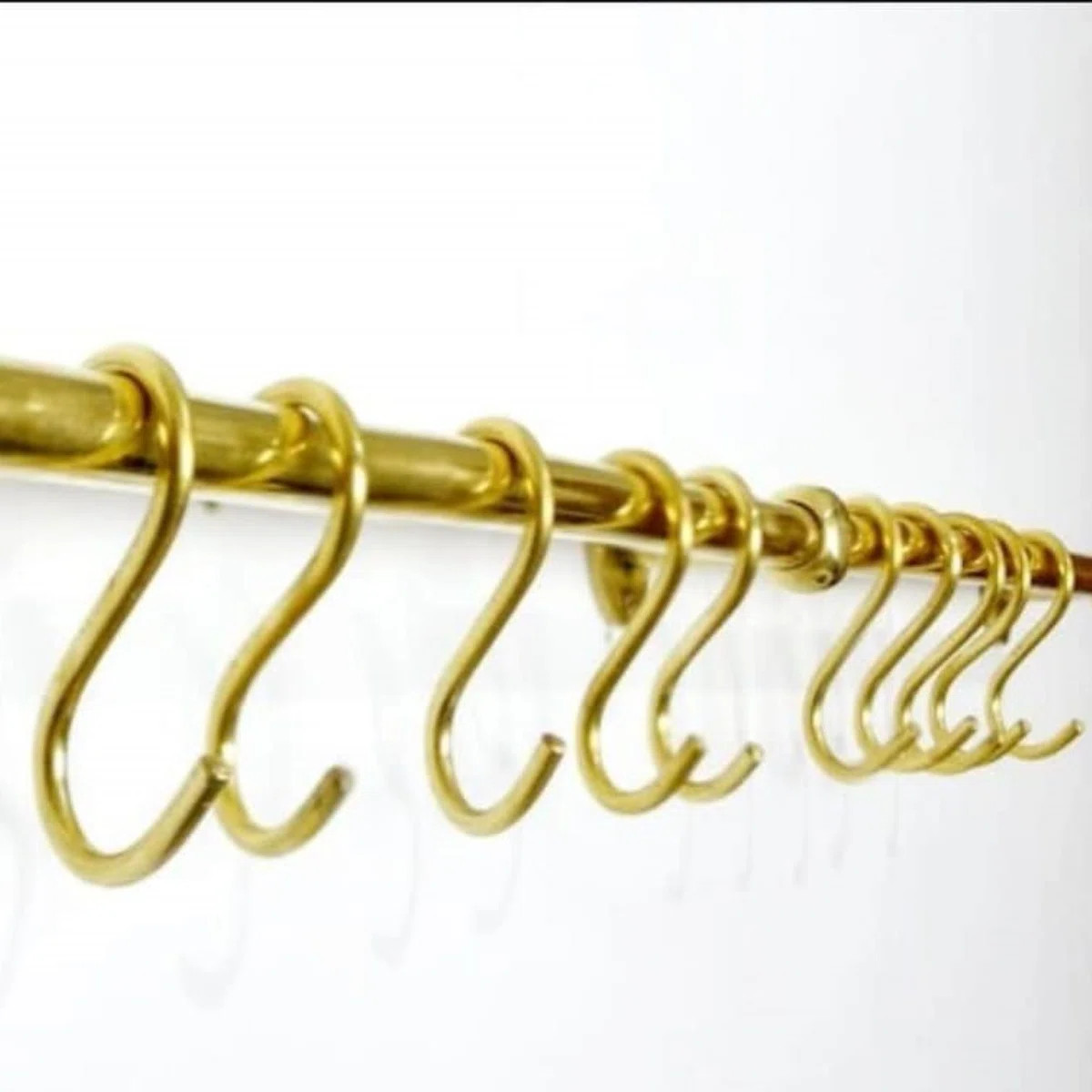 Custom Unlacquered Brass Wall Mounted Pot Rack - Brass Kitchen Rail With Hooks 40" Brass Wall Pot... | Wayfair North America