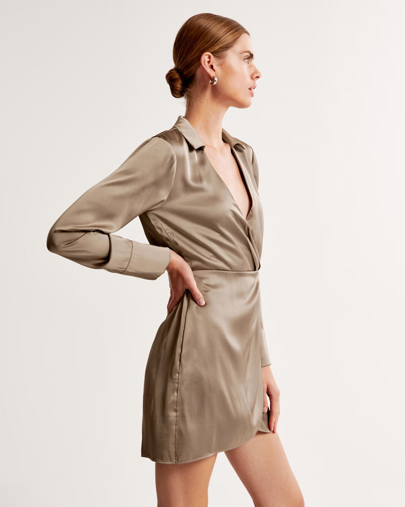 Women's Long-Sleeve Wrap Shirt Dress | Women's Dresses & Jumpsuits | Abercrombie.com | Abercrombie & Fitch (US)