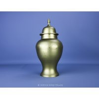 Vintage Brass Large Ginger Jar With Lid | Mid Century Gold Metal Container Vase Urn Chinoiserie Bohemian Chinese Mantel Decor | Etsy (US)