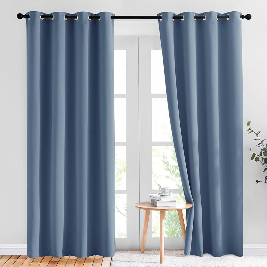 NICETOWN Stone Blue Blackout Curtains for Living Room 84 inches Long - Thermal Insulated Grommet ... | Amazon (US)