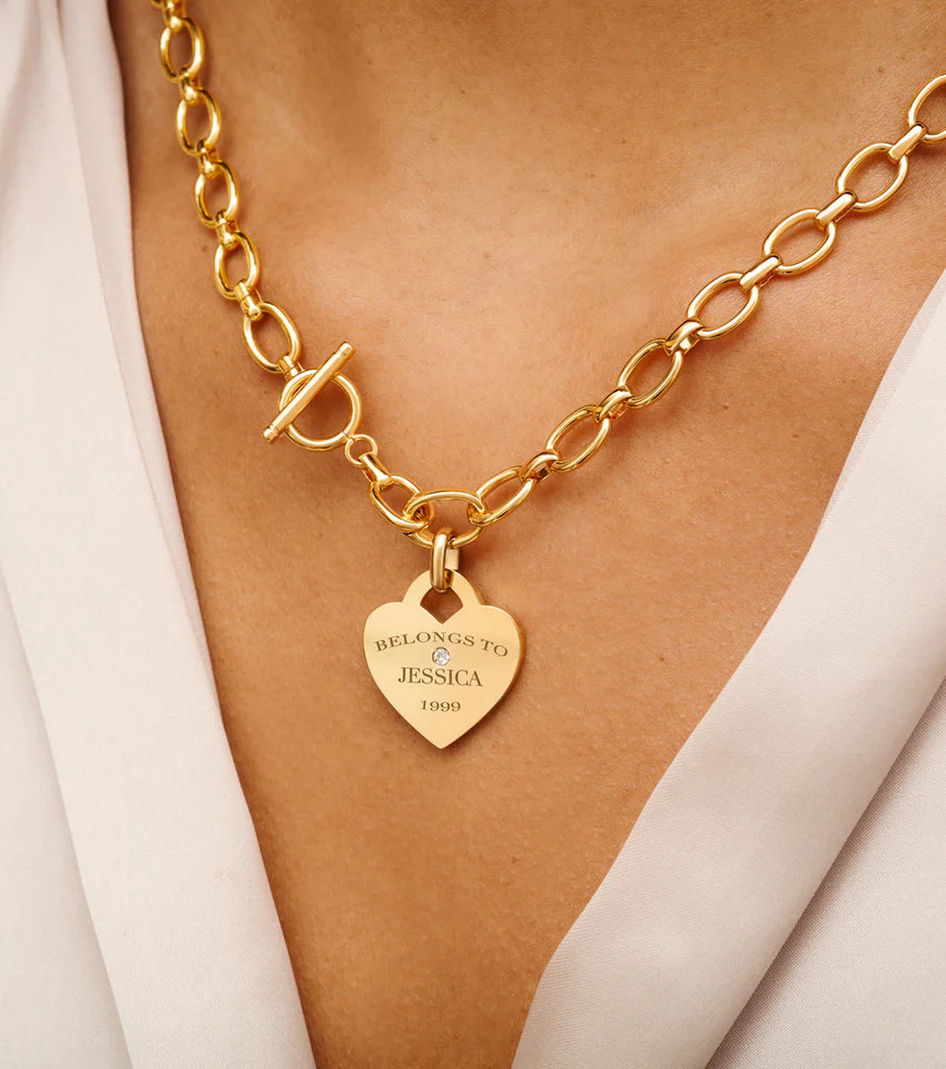 Heart Token Oval Necklace (Gold) | Abbott Lyon