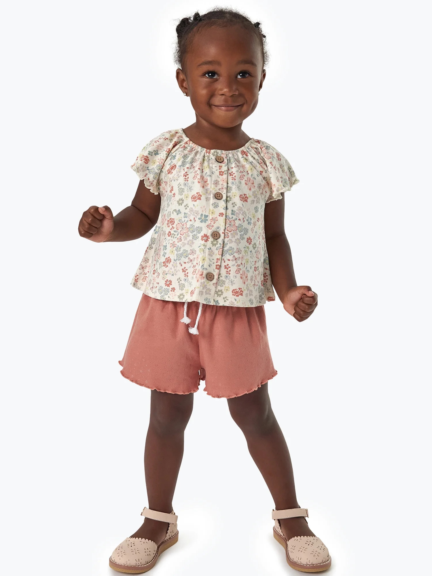 Modern Moments by Gerber Toddler Girl Organic Short and Top Outfit Set, 2-Piece, Sizes 12M-5T | Walmart (US)