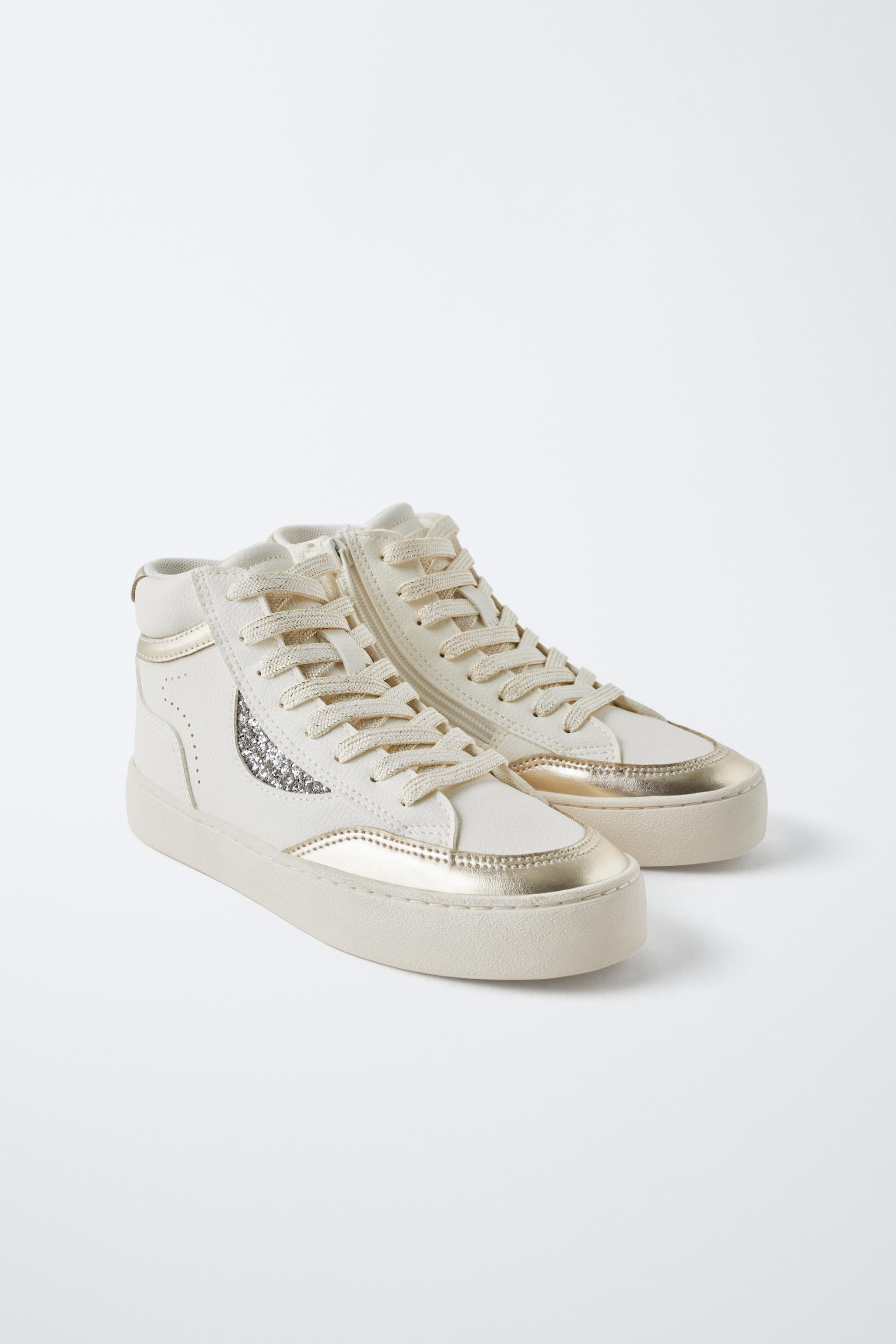 METALLIC HIGH-TOP SNEAKERS | Zara US