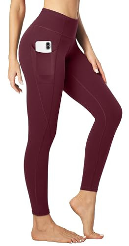 Heathyoga Women's Yoga Pants Leggings with Pockets for Women High Waist Yoga Pants with Pockets Workout Leggings Tights Wine | Amazon (US)