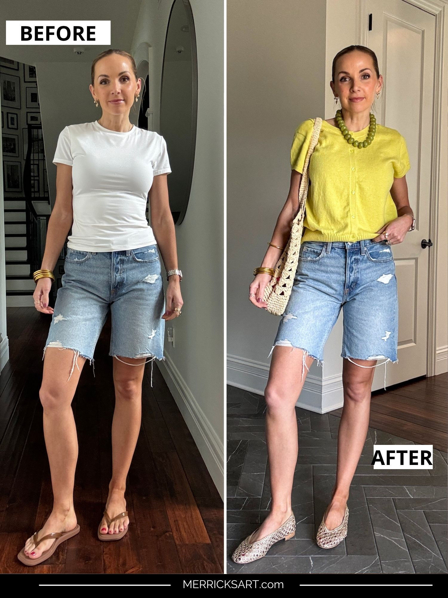 Upgrade a basic summer outfit with me featuring @target shorts 
@anthropologie cardigna 
@stevemadden shoes 
@baublebar necklace 

 

#LTKgrwm #LTKootd