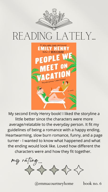 Just finished people we meet on vacation by Emily Henry! 

#LTKhome