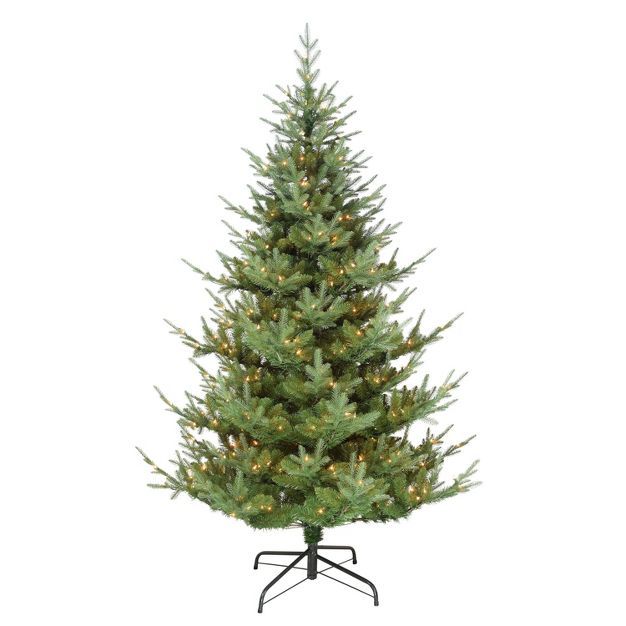 Puleo 7.5&#39; Pre-Lit Full Hillside Spruce Artificial Christmas Tree Warm White Lights | Target