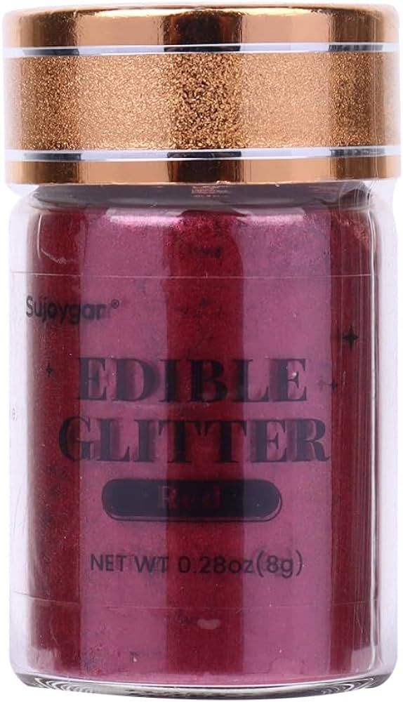 Sujoygar Red Edible Glitter, Food Grade 8g, Edible Glitter for Drinks, Kosher & Halal Certified, ... | Amazon (US)