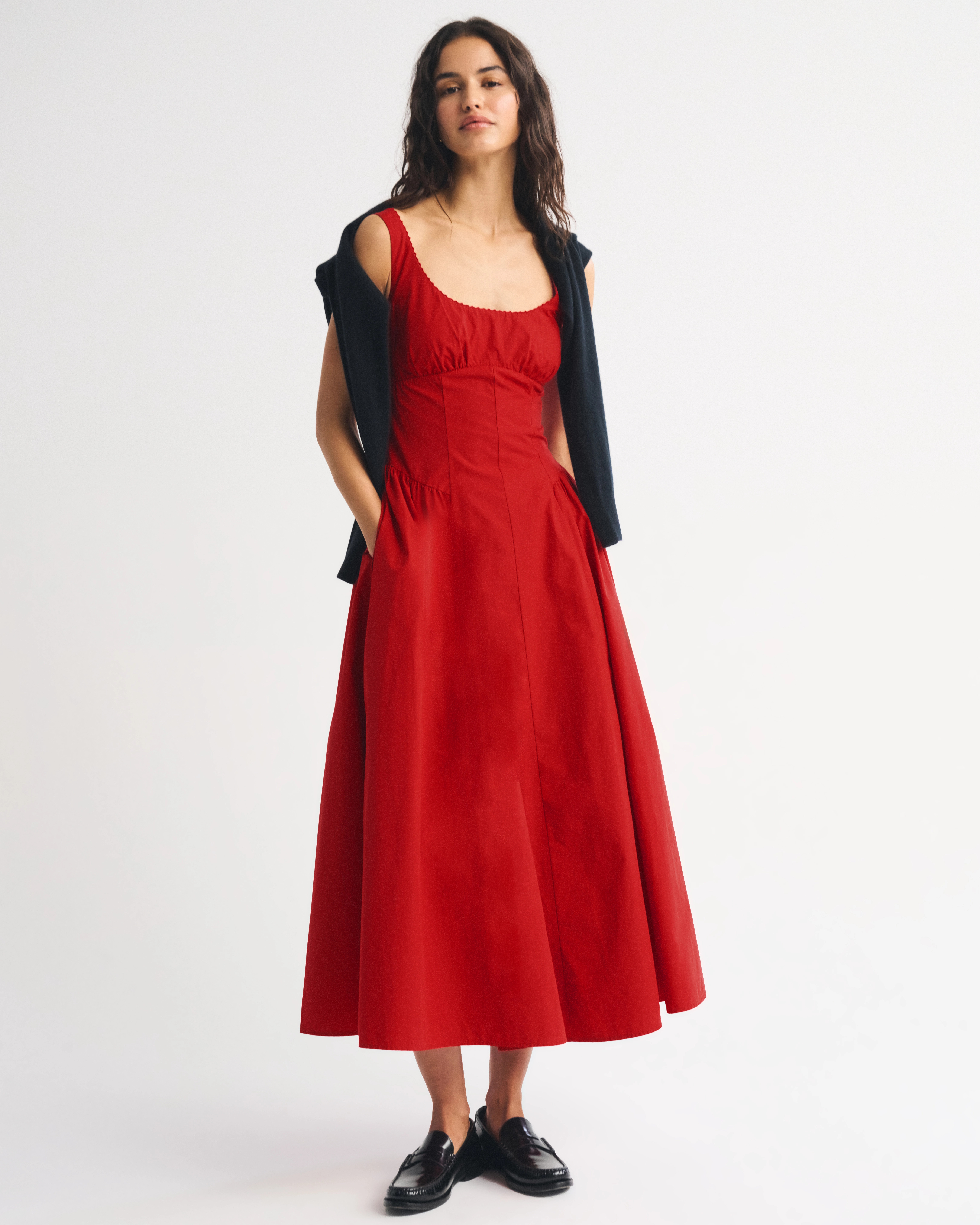 A&F Bra-Free Dylan Midi Dress | Abercrombie & Fitch (US)
