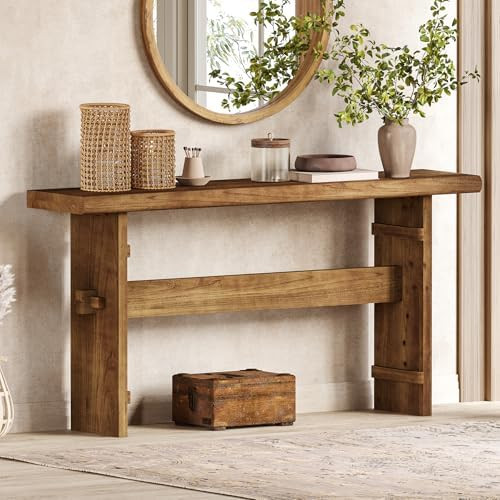 Solid Wood Console Table for Entryway, 63-Inch Long Farmhouse Sofa Table Behind Couch, for Foyer,... | Amazon (US)