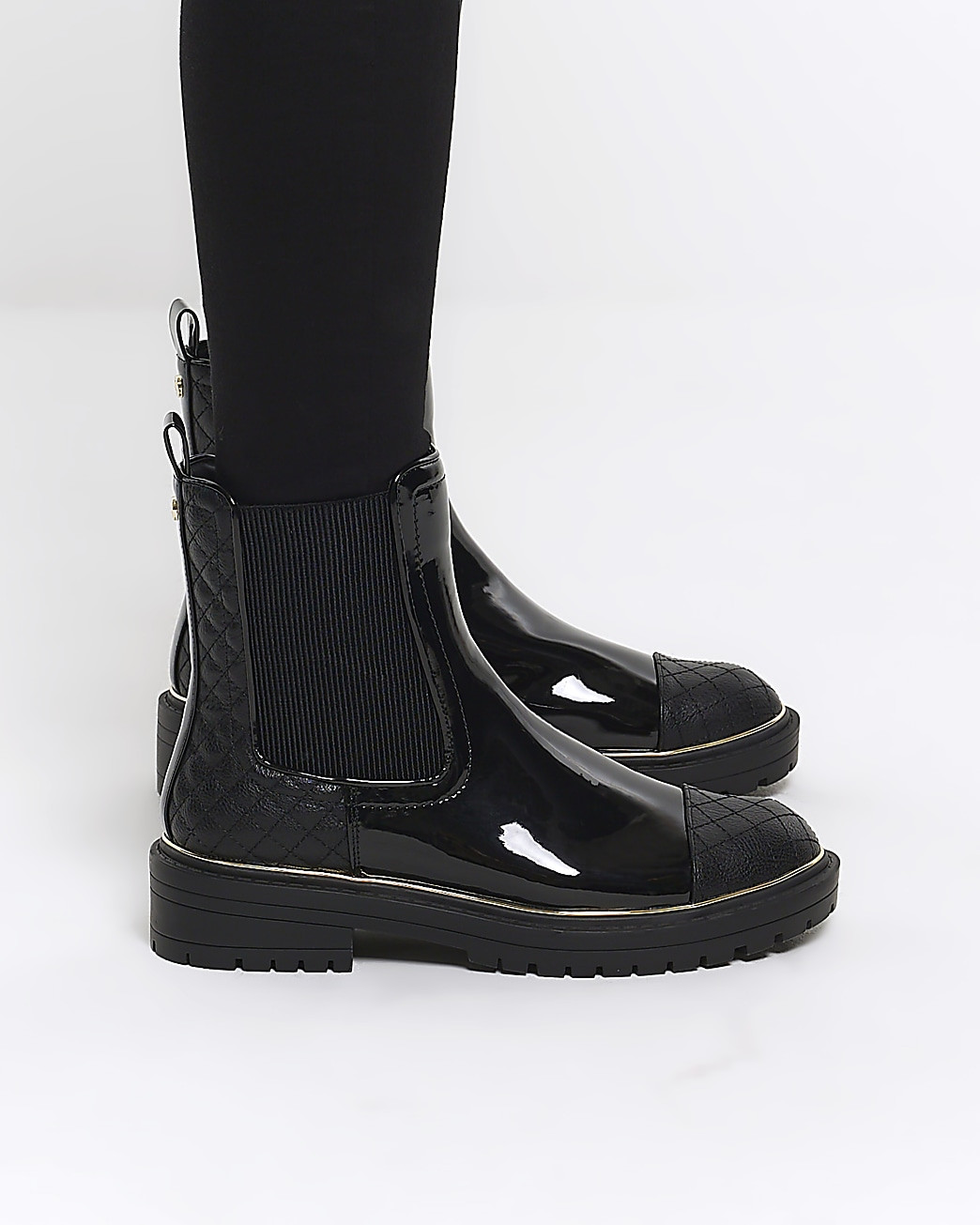 Black wide fit quilted Chelsea boots | River Island (UK & IE)