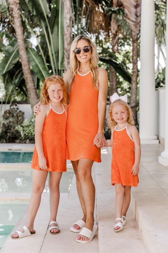 Reese Kids Orange Terrycloth Halter Dress | Pink Lily
