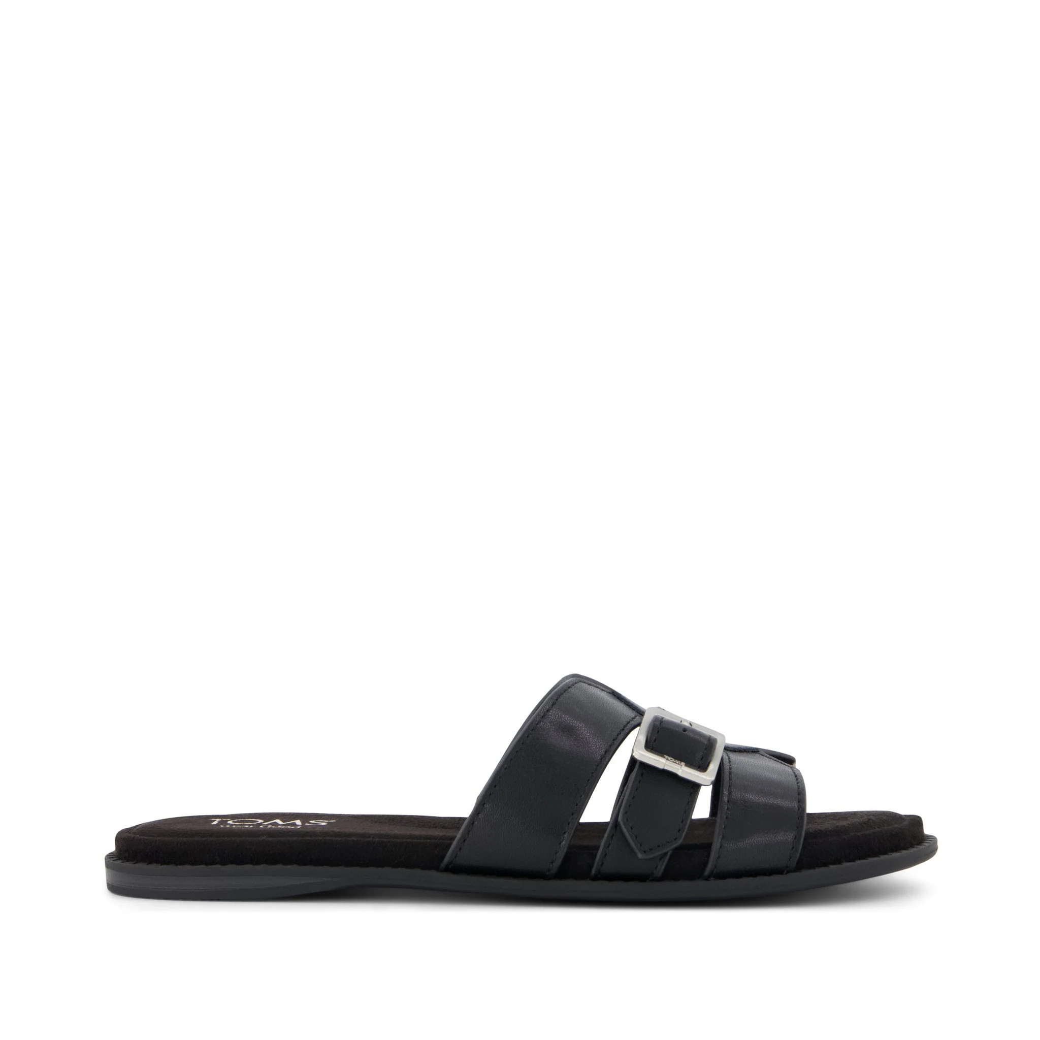Womens Sol Slide Sandal Black Leather | Toms EMEA