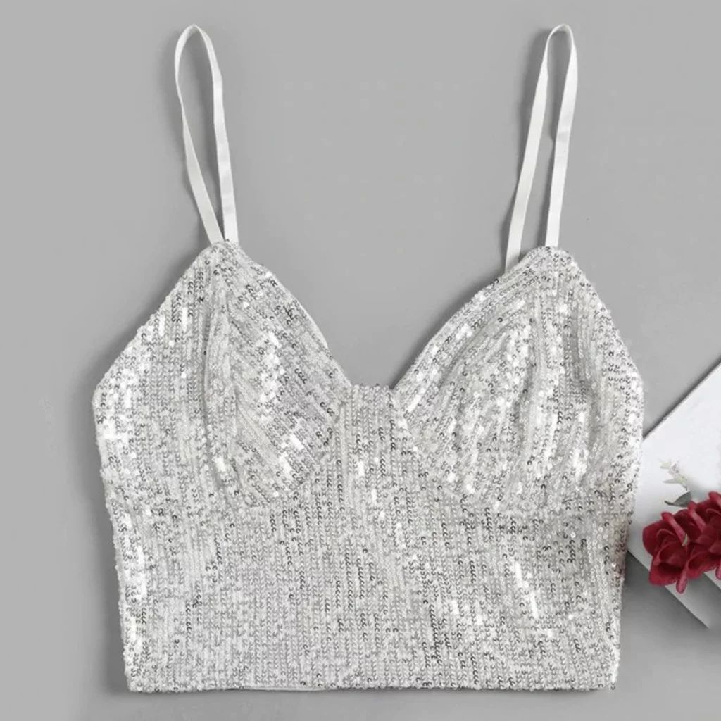 MRULIC tank top for women Ladies Glitter Swing Tank Strappy Womens Clubwear Vest Cami Tops Sparkl... | Walmart (US)