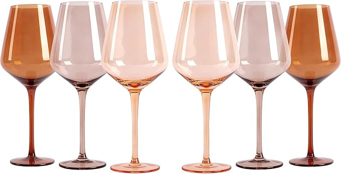 Argiani Colored Wine Glasses – Set of 6, 16.5oz (475mL) Stemmed Luxury Glasses – Hand Blown, ... | Amazon (US)