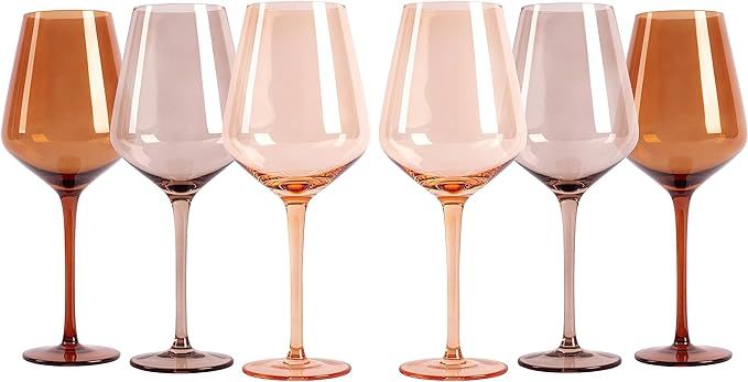 Argiani Colored Wine Glasses – Set of 6, 16.5oz (475mL) Stemmed Luxury Glasses – Hand Blown, ... | Amazon (US)