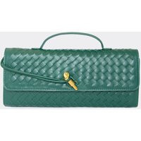 Tori Woven Detail Rectangle Shaped Clutch Bag In Green Faux Leather, Women's Size UK 0 | EGO (UK)