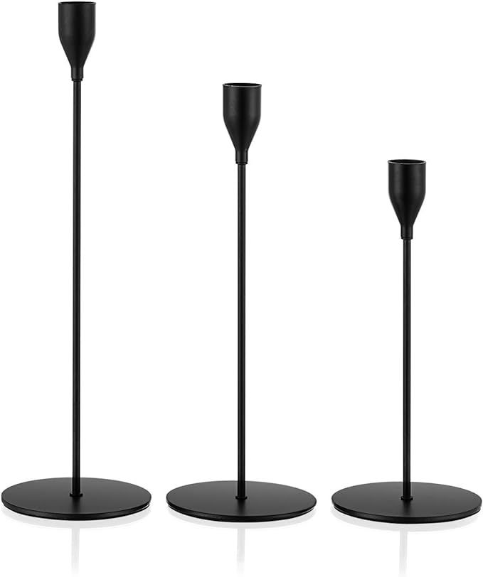 ZOOYOO Matte Black Candlestick Holders Candle Stands,Metal Taper Candle Holders for Wedding,Dinni... | Amazon (US)