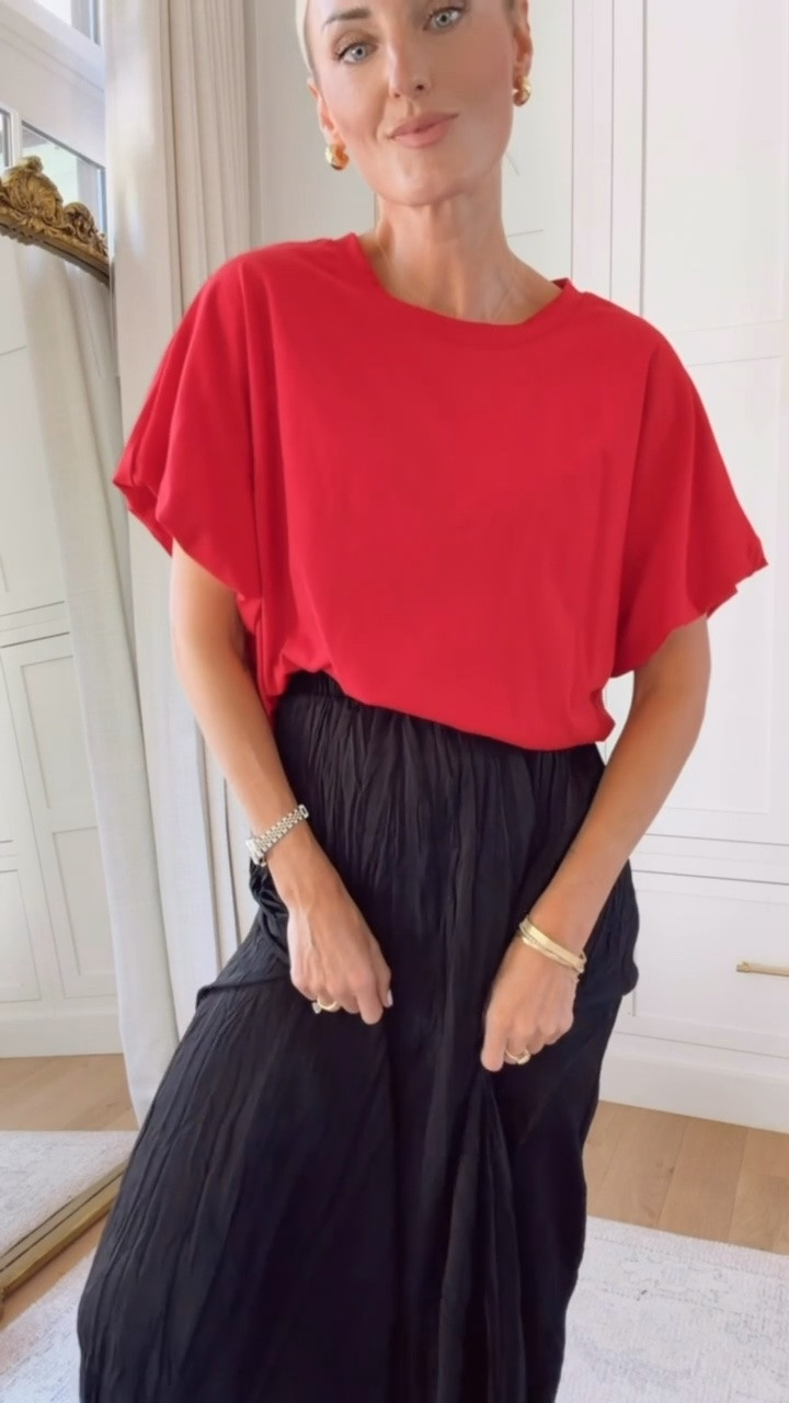 I love this bubble top! I already had it in a neutral, so I wanted to get a fun color! Perfect easy look for Georgia game day! Wearing S!

Loverly Grey, Amazon, Georgia game day, fall outfit, classic tee, red tee, black skirt

#LTKSeasonal