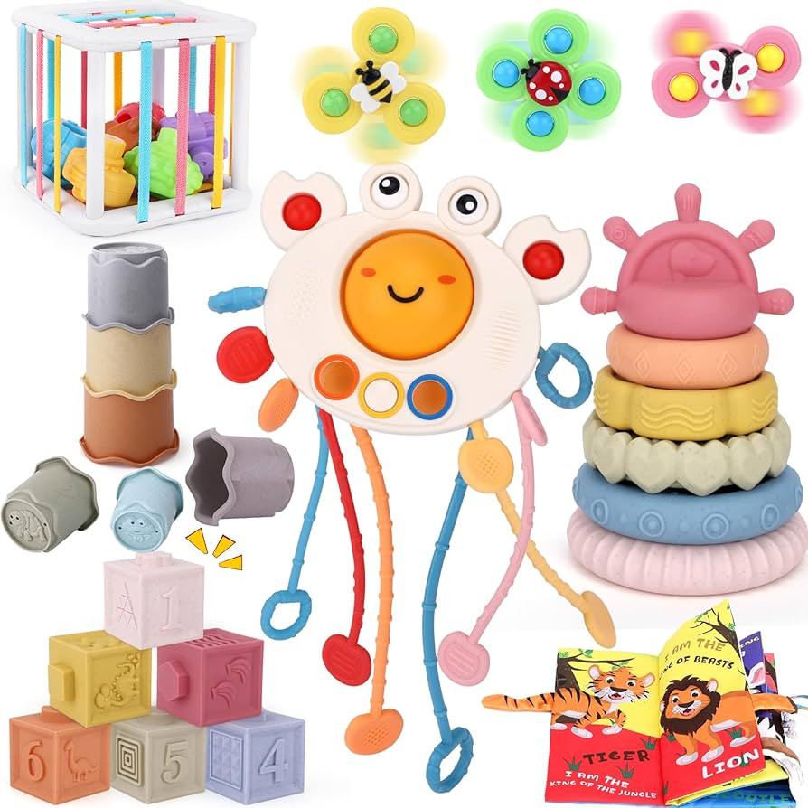 Grarain 7 in1 Montessori Baby Toys 6 to 12 Months Baby Gifts with Sorter Toy, Pull String Toy, So... | Amazon (US)
