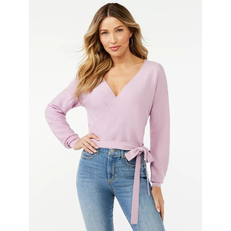 Sofia Jeans Women's Ribbed Wrap Sweater | Walmart (US)