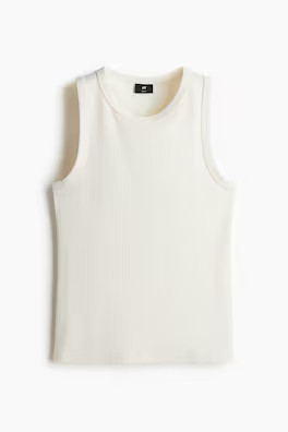 Slim Fit Ribbed Tank Top - Beige - Men | H&M US | H&M (US + CA)