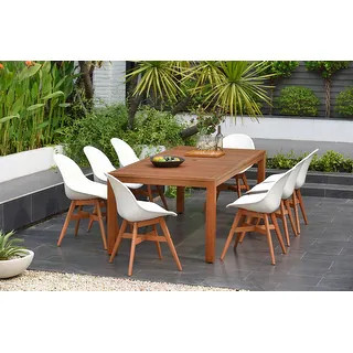 Amazonia Hawaii White 9-piece Rectangular Sidechair Patio Dining Set | Bed Bath & Beyond