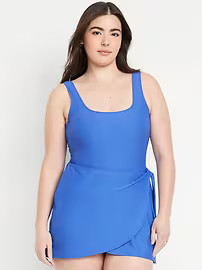 Matte Side-Tie Swim Dress | Old Navy (US)