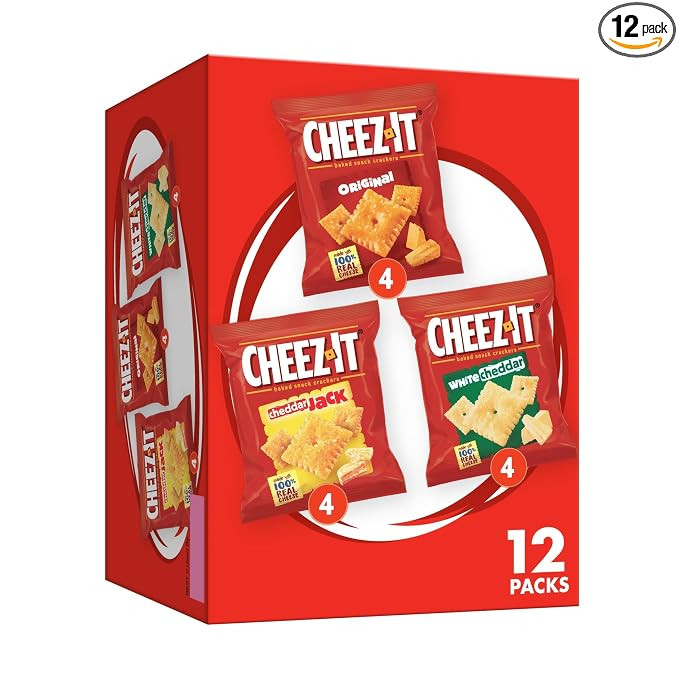 Cheez-It Cheese Crackers, Baked Snack Crackers, Lunch Snacks, Variety Pack, 12.1oz Box (12 Packs) | Amazon (US)