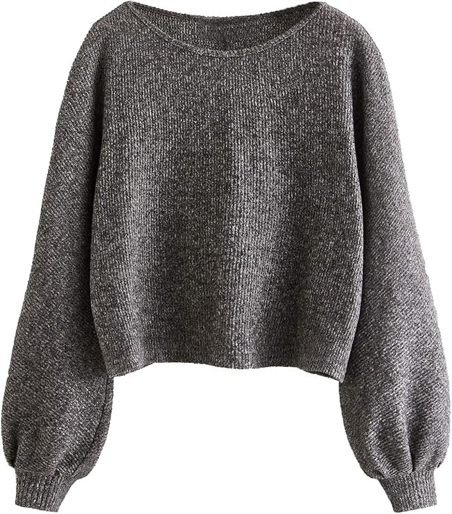 SweatyRocks Women's Casual Crewneck Raglan Long Sleeve Ribbed Knit Crop Top Cropped Sweater | Amazon (US)