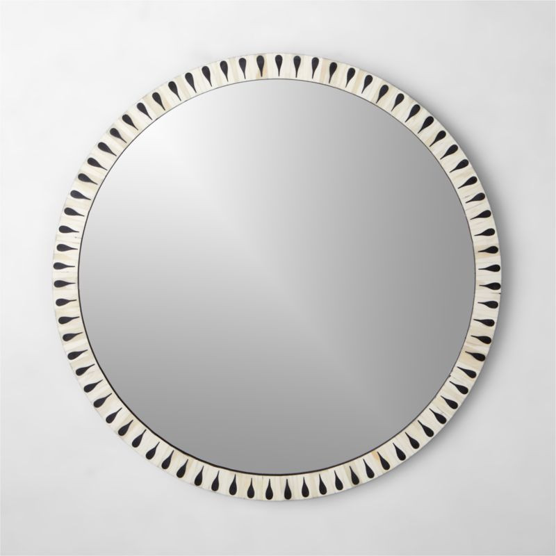 Caraway Round Bone Inlay Wall Mirror 36" | CB2 | CB2