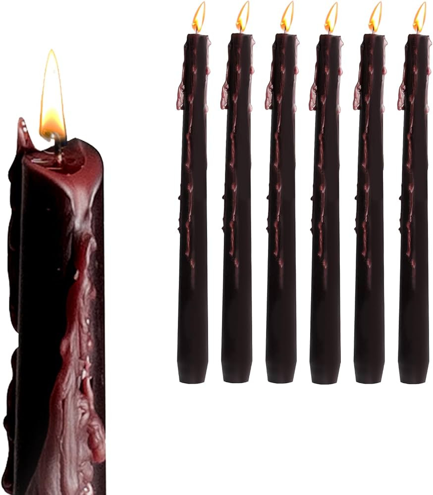 6 Pack Halloween Bleeding Taper Candles, 10 Inch Vampire Tears Tapered Candles, Spooky Tall Black... | Amazon (US)