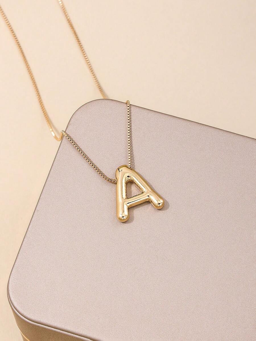 1pc Fashionable Minimalist Chic Versatile Ins Sweet Daily Wear Large Metal Bubble 26 Letter Penda... | SHEIN